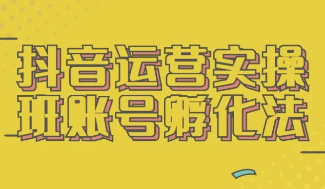 抖音运营实操班账号孵化法