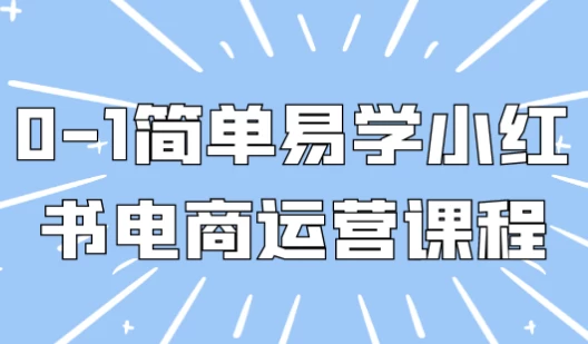 0-1简单易学小红书电商运营课程