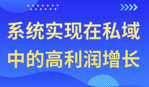 系统实现在私域中的高利润增长