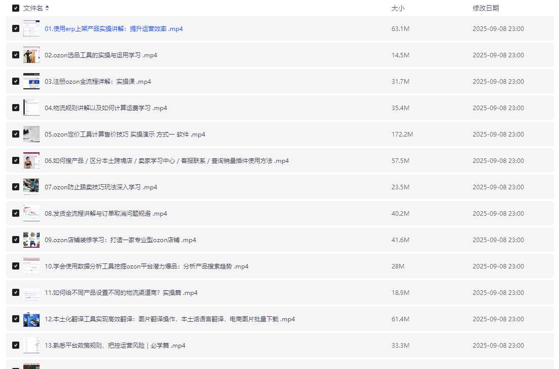 掌握ozon跨境电商系列全套学习课