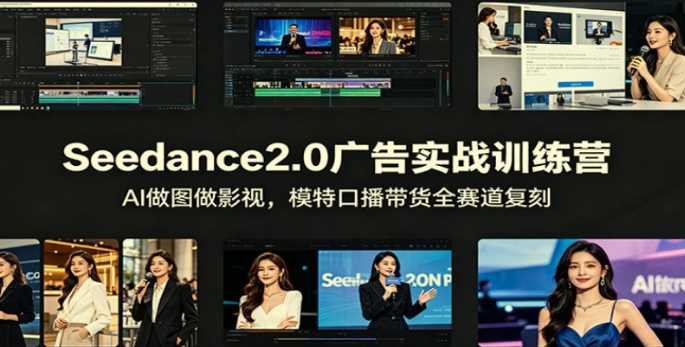 Seedance2.0广告实战训练营:AI做图做影视,模特口播带货全赛道复刻