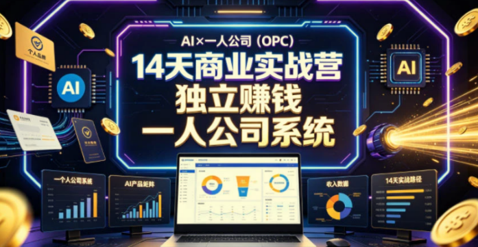 AI×一人公司(OPC)14天商业实战营,用AI帮你搭建一个属于你自己的、能独立賺钱的一人公司系统