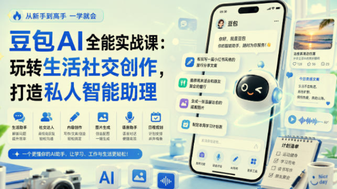 豆包AI全能实战课,一站式掌握豆包全场景应用