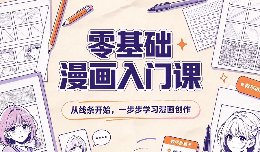 零基础漫画入门课,角色设计+手绘技巧一站式掌握