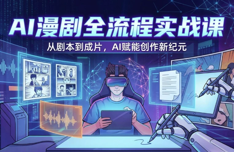 AI漫剧全流程实战课,剧本改编+素材制作+AI生成视频
