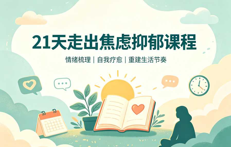 21天走出焦虑抑郁课程,重建内心平静与生活动力 1 21天走出焦虑抑郁课程,重建内心平静与生活动力 1